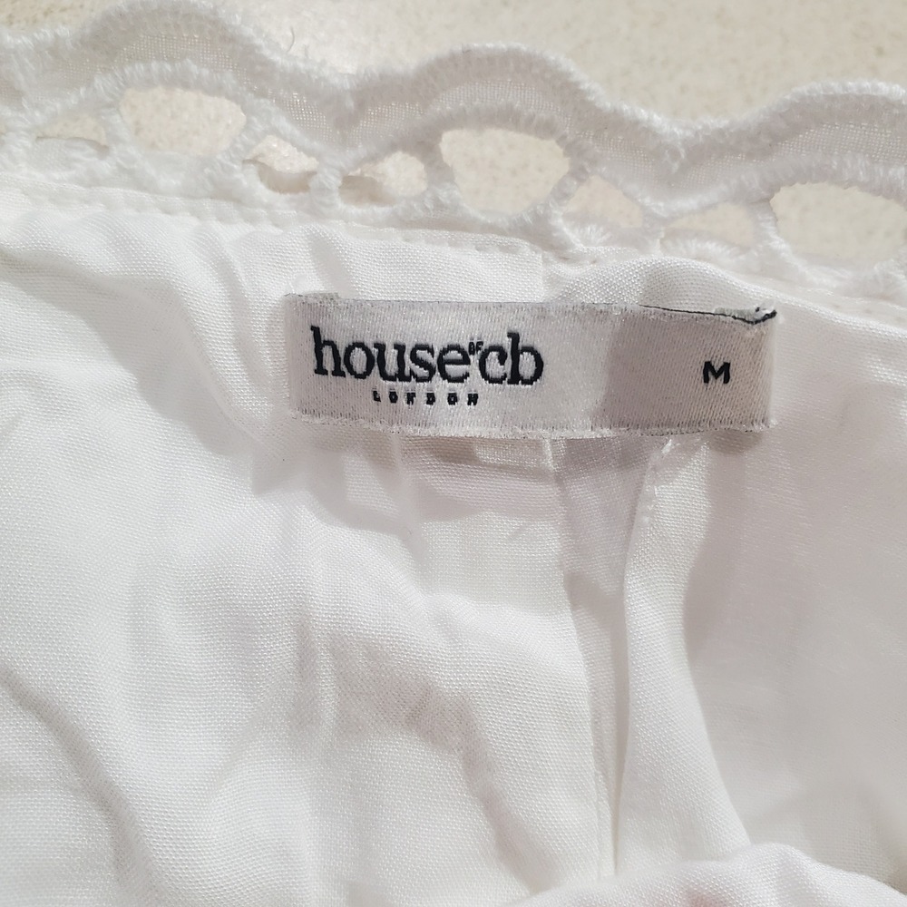 House of CB London White Eyelet Cotton Maxi Skirt Scalloped Lace Size M Boho - Picture 13 of 14